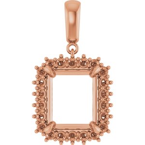 18K Rose Gold 13x11 mm Emerald Pendant Mounting – image 2