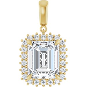 14K Yellow Gold 13x11 mm Emerald Pendant Mounting