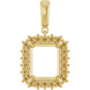14K Yellow Gold 13x11 mm Emerald Pendant Mounting – image 2