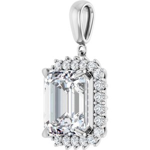 14K White Gold 13x11 mm Emerald Pendant Mounting – image 3