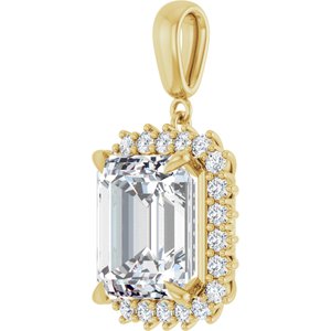 14K Yellow Gold 13x11 mm Emerald Pendant Mounting – image 3