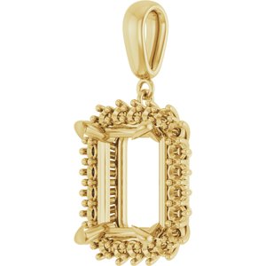 10K Yellow Gold 13x11 mm Emerald Pendant Mounting – image 4