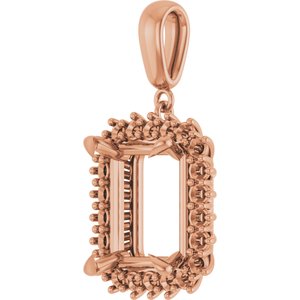 18K Rose Gold 13x11 mm Emerald Pendant Mounting – image 4