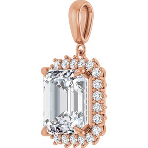 14K Rose Gold 13x11 mm Emerald Pendant Mounting – image 3