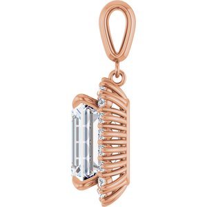 14K Rose Gold 13x11 mm Emerald Pendant Mounting – image 5