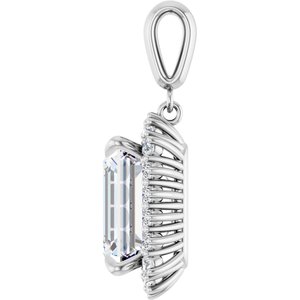 14K White Gold 13x11 mm Emerald Pendant Mounting – image 5
