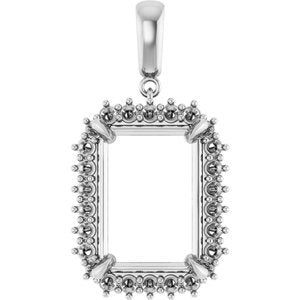 14K White Gold 18x13 mm Emerald Pendant Mounting – image 2