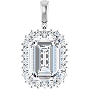 18K White Gold 18x13 mm Emerald Pendant Mounting