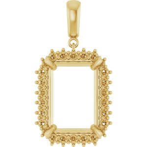 18K Yellow Gold 18x13 mm Emerald Pendant Mounting – image 2