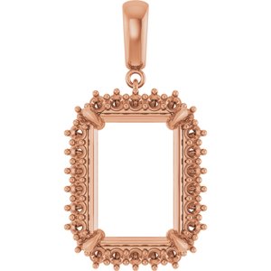 18K Rose Gold 18x13 mm Emerald Pendant Mounting – image 2