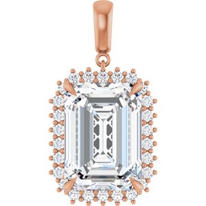 14K Rose Gold 18x13 mm Emerald Pendant Mounting