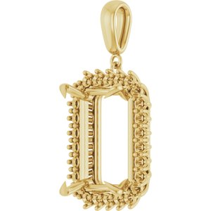 18K Yellow Gold 18x13 mm Emerald Pendant Mounting – image 4