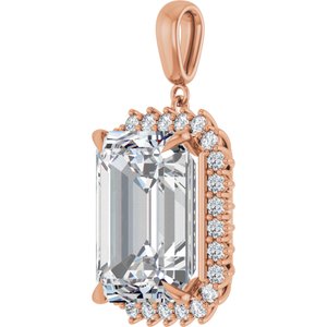 18K Rose Gold 18x13 mm Emerald Pendant Mounting – image 3