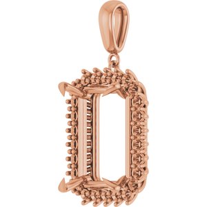18K Rose Gold 18x13 mm Emerald Pendant Mounting – image 4