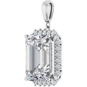 14K White Gold 18x13 mm Emerald Pendant Mounting – image 3