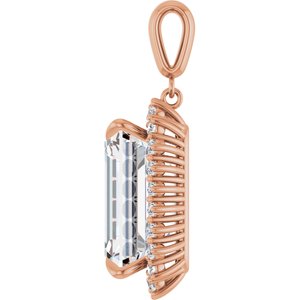 14K Rose Gold 18x13 mm Emerald Pendant Mounting – image 5