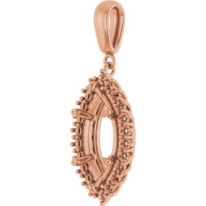 10K Rose Gold 16x8 mm Marquise Pendant Mounting – image 4