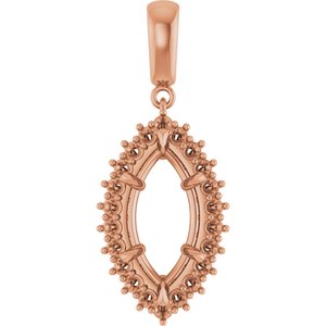 10K Rose Gold 16x8 mm Marquise Pendant Mounting – image 2