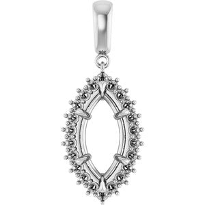 Sterling Silver 16x8 mm Marquise Pendant Mounting – image 2