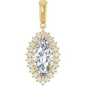 18K Yellow Gold 16x8 mm Marquise Pendant Mounting