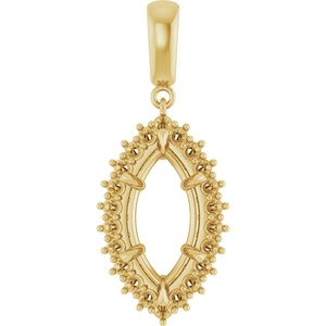 10K Yellow Gold 16x8 mm Marquise Pendant Mounting – image 2