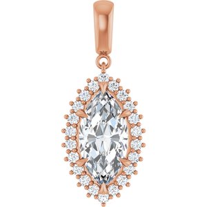14K Rose Gold 16x8 mm Marquise Pendant Mounting