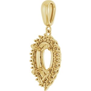18K Yellow Gold 13x8 mm Pear Pendant Mounting – image 4
