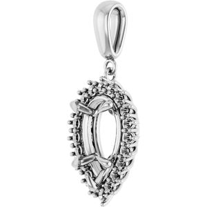18K White Gold 13x8 mm Pear Pendant Mounting – image 4
