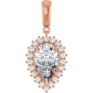 18K Rose Gold 13x8 mm Pear Pendant Mounting