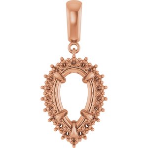 18K Rose Gold 13x8 mm Pear Pendant Mounting – image 2