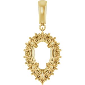 18K Yellow Gold 13x8 mm Pear Pendant Mounting – image 2