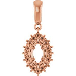 14K Rose Gold 8.5x4.5 mm Marquise Pendant Mounting – image 2
