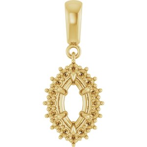10K Yellow Gold 8.5x4.5 mm Marquise Pendant Mounting – image 2