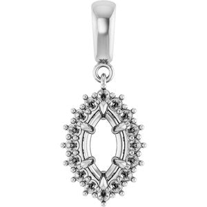 Sterling Silver 8.5x4.5 mm Marquise Pendant Mounting – image 2