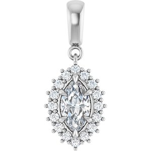 18K White Gold 8.5x4.5 mm Marquise Pendant Mounting