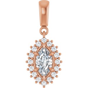 10K Rose Gold 8.5x4.5 mm Marquise Pendant Mounting