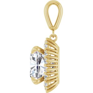 10K Yellow Gold 12x12 mm Cushion Pendant Mounting – image 5