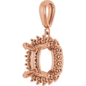 10K Rose Gold 12x12 mm Cushion Pendant Mounting – image 4