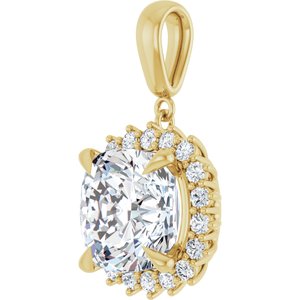 18K Yellow Gold 12x12 mm Cushion Pendant Mounting – image 3