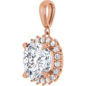 18K Rose Gold 12x12 mm Cushion Pendant Mounting – image 3