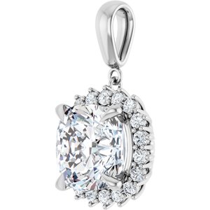 10K White Gold 12x12 mm Cushion Pendant Mounting – image 3