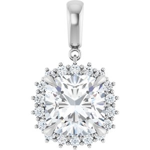 Sterling Silver 12x12 mm Cushion Pendant Mounting