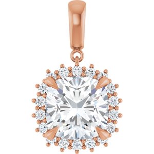 14K Rose Gold 12x12 mm Cushion Pendant Mounting