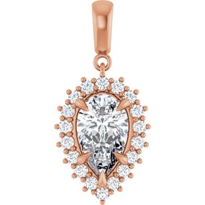 18K Rose Gold 11.5x7 mm Pear Pendant Mounting