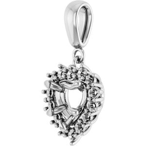 14K White Gold 6.5x6.5 mm Heart Pendant Mounting – image 4