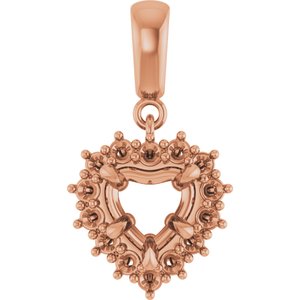 10K Rose Gold 6.5x6.5 mm Heart Pendant Mounting – image 2
