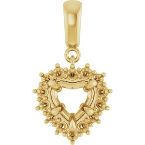 10K Yellow Gold 6.5x6.5 mm Heart Pendant Mounting – image 2