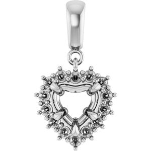 14K White Gold 6.5x6.5 mm Heart Pendant Mounting – image 2
