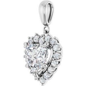 14K White Gold 9x9 mm Heart Pendant Mounting – image 3