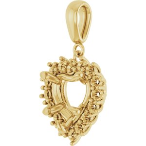 14K Yellow Gold 9x9 mm Heart Pendant Mounting – image 4
